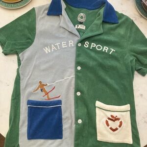 Tombolo Teery Cloth Cabana Water Sport Green and Blue Casual Button Down Shirt